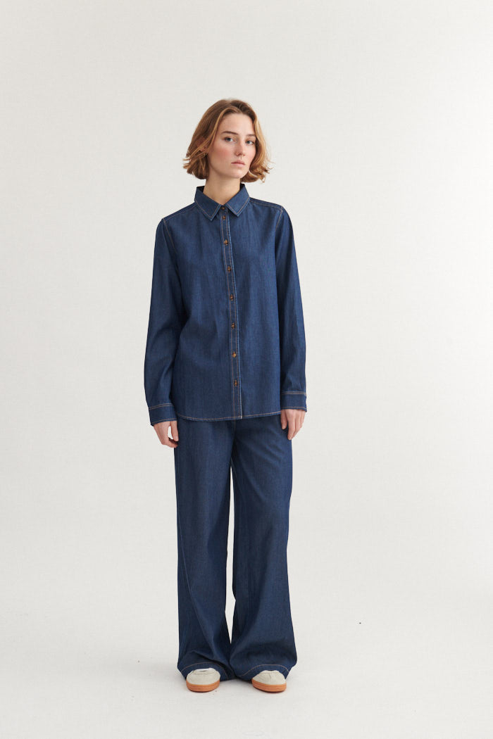 Basic Apparel Bine Wide Pant Bukser 103 Mid Blue